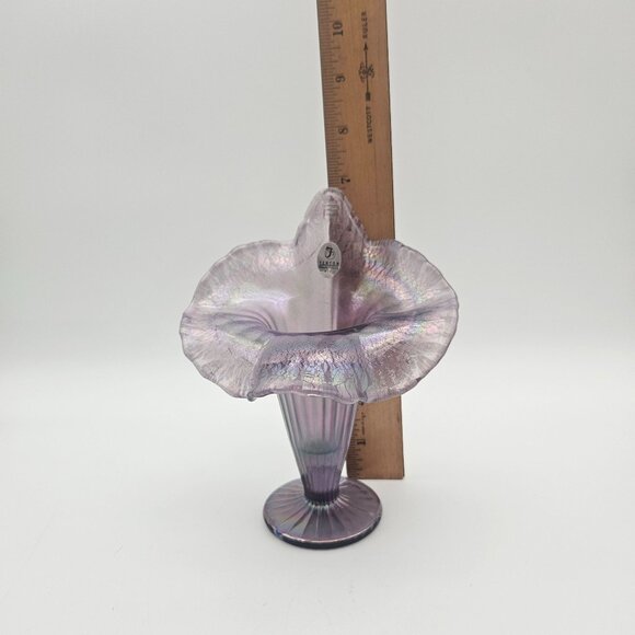 Fenton Lavender Purple Iridescent Crackle Jack in the Pulpit Vase - Picture 7 of 9